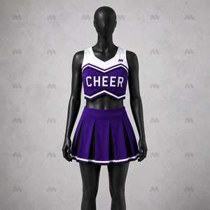 Uniforme de cheerleading personnalisé à manches courtes pour femmes et jeunes filles, vêtements d'entraînement, uniforme par sublimation pour filles et femmes, polyester - Product Image 1