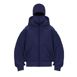 Sweat-shirt à capuche double avec fermeture éclair et logo personnalisé, en coton polaire blanc pour homme, vêtement d'extérieur pour l'hiver - Product Image 6
