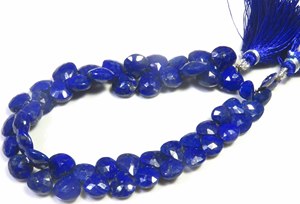 Perles de pierre précieuse en lapis-lazuli naturel facettées, percées sur le côté, forme cœur, 6-9 mm, bleu lapis-lazuli, brin de 7,5 pouces pour bricolage - Product Image 6