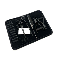 Kit d'outils de pose d'extensions capillaires en acier inoxydable de qualité chirurgicale, avec logo personnalisé, couleur nude et noir, et étui nude – Vente chaude
