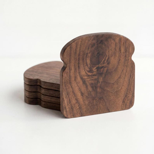 Juego de Posavasos de Madera con Forma de Pan, Diseño de Tostada, para Bebidas, de Madera de Nogal Maciza, para Tazas de Café, Decoración de Mesa - Product Image 3