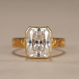 Royal Style 2.01CT Radiant Cut Diamond Art Deco Band <b>Ring</b> Lab Grown 14K Yellow Gold Wedding Bridal Gift For Promise Charms - Product Image 1