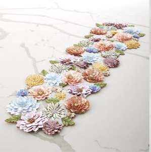 Charming blue and white multi-shade daisy floral layout handcrafted beaded <b>table</b> <b>runner</b>, available at wholesale prices. - Product Image 6