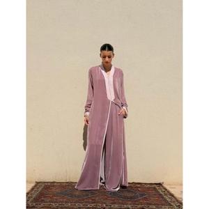 Elegant Premium Soft Silk Velvet Kimono <b>Kaftan</b> <b>Dress</b> with High-Neckline Floor-Length Moisture Wicking-for Party Occasions - Product Image 1