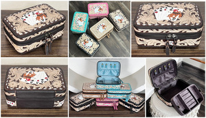 OEM ODM Designer Pattern Handcrafted Tooled Genuine Leather Jewelry Box Poker Card Travel Organizer Women Cosmetic Storage <b>Case</b> - Product Image 3