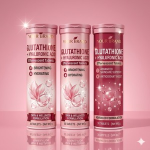 Comprimés effervescents de glutathion et d'acide hyaluronique pour éclaircir la peau, hydrater en profondeur et offrir un soutien antioxydant - Product Image 3