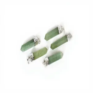 Colgante de Ágata Verde Natural con Tapa Plateada, Piedras de Cristal Talladas con Acabado Realista - Product Image 5