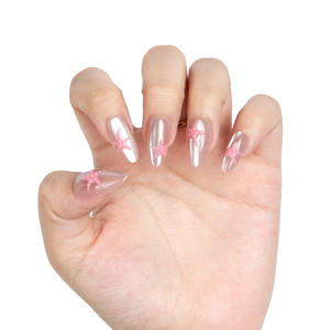 Ongles artificiels de luxe français en forme d'amande/carrés, en ABS, à presser, sans colle, pour un look naturel personnalisé, pour salon de manucure - Product Image 5