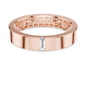 แหวนหมั้นเพชรทรงบาแก็ตต์ทองคำขาว 14K เพชรเพาะเลี้ยงสำหรับผู้หญิง |   เพชรที่เพิ่งเพาะเลี้ยง - Product Image 4