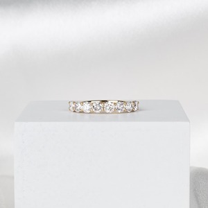 Dazzling Round Lab Diamond Band Half Eternity Wedding <b>Ring</b> 14K White <b>Gold</b> Stackable Bridal <b>Set</b> Engagement Band for Women - Product Image 1