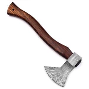 Hache de camping en acier Damas forgé à la main, manche en bois de palissandre, hache barbue viking, outil de survie en plein air, outil de bushcraft, cadeau pour homme - Product Image 5