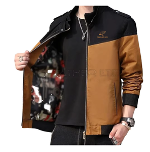 Mens Color Block PU Jacket Stand Collar Zip Front Autumn Casual Streetwear <b>Plus</b> <b>Size</b> Outerwear Custom Logo - Product Image 6