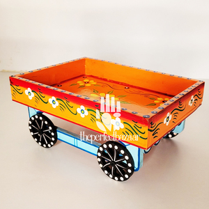 Le chariot en bois peint à la main idéal du Bazar, provenant de l'Uttar Pradesh, Inde - Autres articles de décoration intérieure - Product Image 5