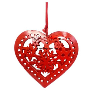 Cœurs rouges uniques, faits à la main, luxueux et design pour décorations de Noël suspendues, boîte de décoration, ornements pour arbre de Noël et Père Noël - Product Image 1