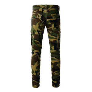 NUEVOS Pantalones de Camuflaje para Hombre, Estilo Hip Hop, Ajustados, Slim Fit, Vaqueros Cargo, Denim Apilado - Product Image 2