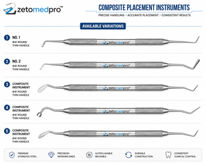Instrument de pose de composite dentaire de qualité supérieure en acier inoxydable, instrument de restauration OEM Zetomed Pro - Product Image 3