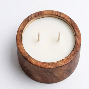 Long Wooden Dough Bowl Candle Wooden candle Bowls Handcrafted Mango Wood Soy <b>Wax</b> Candle Bowl Candle - Product Image 6