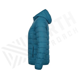 Hooded Quilted Waterproof <b>Bubble</b> Jacket Black Full Sleeve Winter Windproof Cotton Shell Knitted Fabric Polyester Filling Stand - Product Image 3