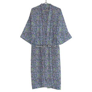 Handmade <b>Beach</b> Cover Up Kimonos For Women 100% Natural Cotton Bathrobe Hand Block Printed Kimono <b>Robes</b> For Women - Product Image 6