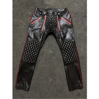 Celana Kulit Pria Model Quilted Custom, Celana Kulit Biker Slim Fit, Celana Motor Kulit Asli, Celana Fashion Kulit