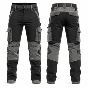 Men's High Visibility Reflective Polyester Safety <b>Cargo</b> <b>Work</b> <b>Pants</b> with Elastic Waist and Multiple Pockets for Industrial Use - Product Image 5