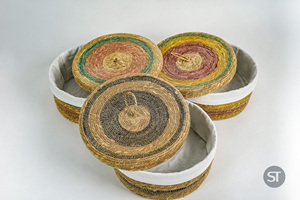 Hand Braided Seagrass <b>Basket</b> Natural Fiber <b>Storage</b> <b>Baskets</b> Wholesale for Home Decor Living Room Hotel - Product Image 3