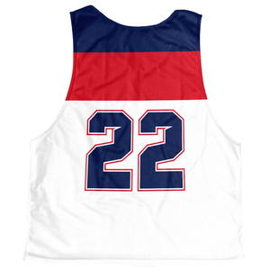 Unisex 100% Polyester Lightweight Breathable Eco-Friendly Lacrosse Pinnies Custom Design Blue <b>Red</b> Combination Reversible - Product Image 4