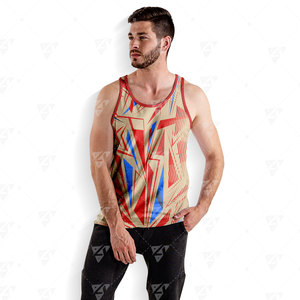 เสื้อกล้ามผู้ชายแบบไร้ตะเข็บสั่งทำขายส่ง โพลีเอสเตอร์/คอตตอน สวมใส่สบาย ระบายอากาศได้ดี เป็นมิตรกับสิ่งแวดล้อม แห้งเร็ว พร้อมลายพิมพ์ - Product Image 5