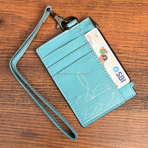 Boot Stitch Slim cuero genuino tarjetero billetera de moda para mujer billetera de negocios con bolsillos de cambio de cremallera - Product Image 2