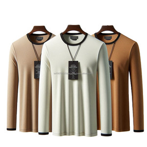 100% coton O-Neck T-Shirts Hommes Manches Longues Séchage Rapide Tricot Léger Respirant-Styles Personnalisés Smart Fit Solide Couleur Imprimé OEM - Product Image 2