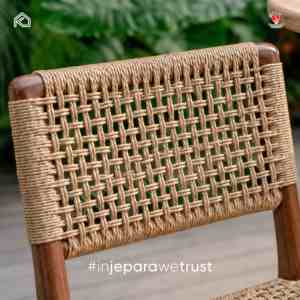 Silla de Comedor de Jardín Cómoda de Madera de Teca Sólida con Cuerda de Ratán, Tamaño Personalizado, Hecha a Mano en Jepara, para Exteriores, Patio, Resort, Villa, Hotel - Product Image 2
