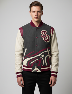 Vestes de baseball personnalisées à manches longues pour hommes, 100% laine, avec patchs en chenille, logo personnalisé, design sur mesure - Product Image 1