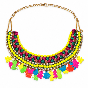 Collier en perles de turquoise en gros pour femmes avec ruban noir transparent et pendentif irisé, bijoux fantaisie bohèmes tendance - Product Image 6