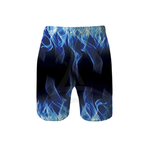 Short de bain pour homme à séchage rapide, imprimé flamme bleue, en polyester par sublimation, décontracté, taille mi-haute, longueur courte, élastique - Product Image 3