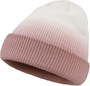 Unisex Outdoor Thick Knitted Color Blocking Tie Dye Gradient Custom Design Breathable Waterproof Adjustable <b>Beanie</b> Winter Hat - Product Image 4
