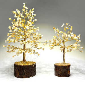 Vente en gros de pierre semi-précieuse citrine naturelle Reiki de guérison Feng Shui Base en bois décoratif pour la maison arbre d'amour artisanat Reiki de guérison - Product Image 5