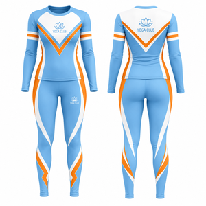 Women's Yoga <b>Crop</b> <b>Top</b> Leggings 2-Piece Set Breathable Spandex/Polyester <b>Mesh</b> Decoration Elastic Waist Full-Length Long Sleeve - Product Image 1