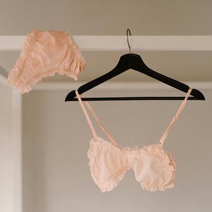 Ensemble de soutien-gorge et de bikini pour femmes de qualité supérieure, taille plus, respirant, dentelle transparente, broderie, fermeture à boutons dans le dos, sans armatures, 100% coton - Product Image 5