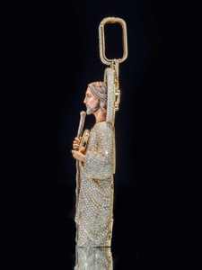 Colgante de plata con moissanita 3D estilo hip hop religioso para hombre, diseño de santo rapero, ideal para fiestas - Product Image 2