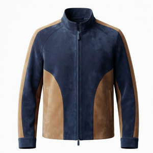 Custom <b>Suede</b> <b>Leather</b> <b>Jacket</b> With Smooth Soft Finish Stand Collar Design For Fashion Brands Retail Stores And Wholesale Orders - Product Image 1