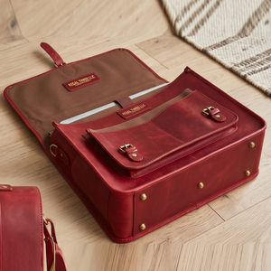Regal Three Llc Genuine <b>Leather</b> Briefcase Men Classic Handmade Business <b>Soft</b> <b>Bag</b> Buckle Closure Red Shoulder Laptop <b>Leather</b> <b>Bags</b> - Product Image 2