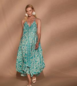 Vestido maxi con cuello halter y diseño sin espalda, vestido de fiesta con dobladillo acampanado para mujer, atuendo de fiesta con estampado de mariposas - Surtido - Product Image 1