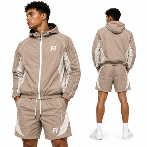 Custom Canvas Windbreaker Tracksuit With Back Vent And Drawcord Hem And Custom Artwork Windbreaker Running <b>Set</b> For Soccer Clubs - Product Image 1