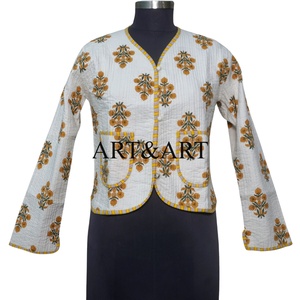 Women's Short Colorful Knitted Cotton Breathable Quilted Floral Print V-neck <b>Jacket</b> Fashion <b>Patch</b> Outerwear Front Logo Autumn - Product Image 6