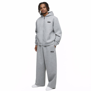 Heavyweight Cotton Fleece Zip Hoodies and Jogger Sets Men Relaxed Fit Streetwear Tracksuit for OEM Wholesale Brands - Product Image 3