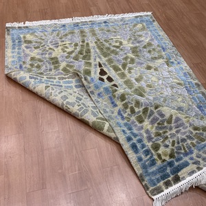Modern Abstract Area Rug Blue Olive Green Contemporary Luxury Carpet for Living Room Bedroom TRO-0153 Wool Rug Hand Knotted - Product Image 3