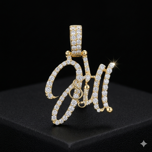 จี้สร้อยคอทองคำแท้ 14K สไตล์ฮิปฮอปสุดเทรนดี้ ประดับเพชรแล็บโกรว์ ตัวอักษรภาษาอังกฤษแบบคัสตอม  พร้อมชื่อและอักษรตัวแรกตามสั่ง - Product Image 2