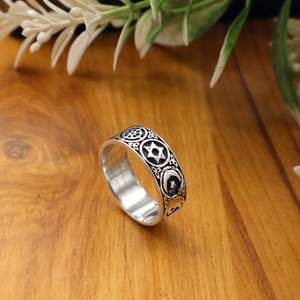 Bague large en laiton, style bohème tribal antique, bijou spirituel, bague unisexe - Product Image 3