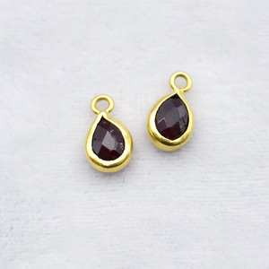 Natural Garnet Pear Pendant Gold Plated Bezel <b>Set</b> Charm Birthstone Earring Wholesale Jewelry Connector Sold Per <b>Pc</b> - Product Image 6