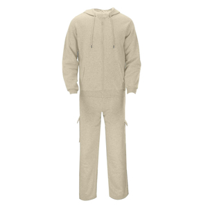 Ensemble deux pièces pour homme, sweat à capuche zippé et pantalon cargo, fabricant de haute qualité, entièrement personnalisable avec logo sur mesure pour un usage quotidien - Product Image 3